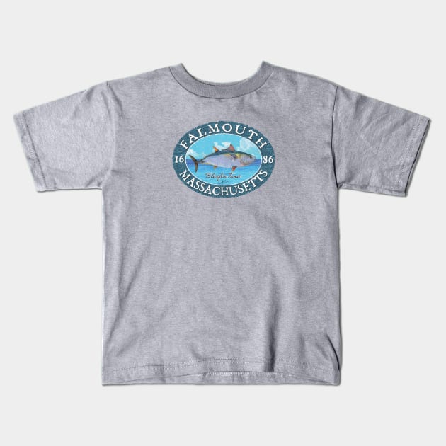 Falmouth, Massachusetts (Cape Cod) Bluefin Tuna Kids T-Shirt by jcombs
